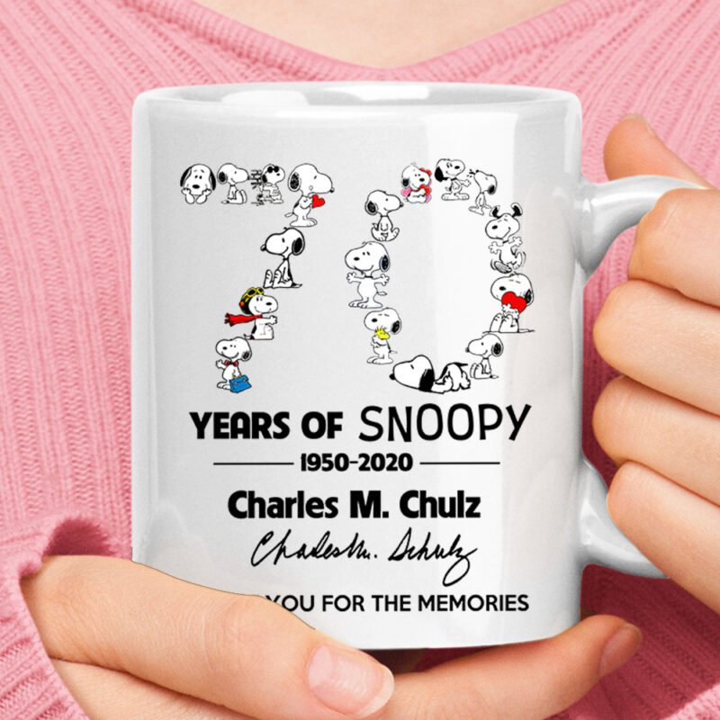 70 Years Of Snoopy 1950 2020 Thank You For The Memories Mug