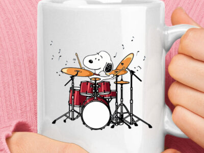Drummer Snoopy Playing With The Drum Kits Mug