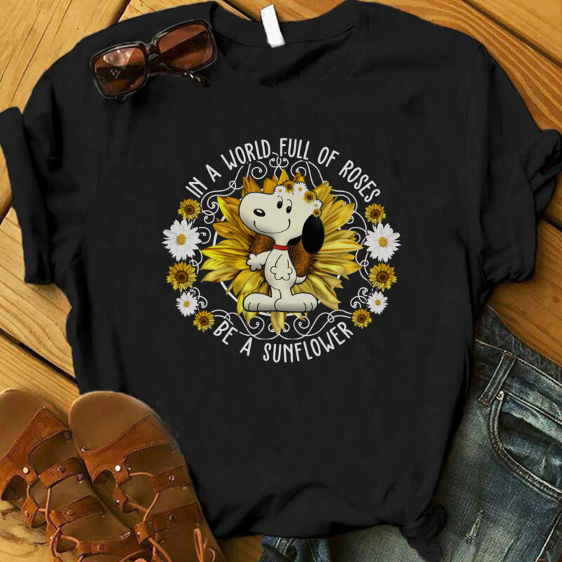 In A World Full Of Roses Be A Sunflower Snoopy Shirt, Disney Parks Sunflower, Sunflower Snoopy Shirt, EPCOT Flower And Garden Shirt, Snoopy
