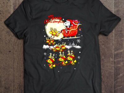 Merry Christmas Santa Snoopy Reindeer Woodstock