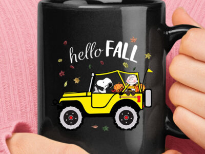 Snoopy And Charlie Brown Hello Fall Pumpkin Halloween Mug