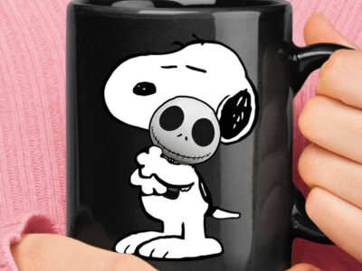 Snoopy Hugging Jack Skellington Doll Mug