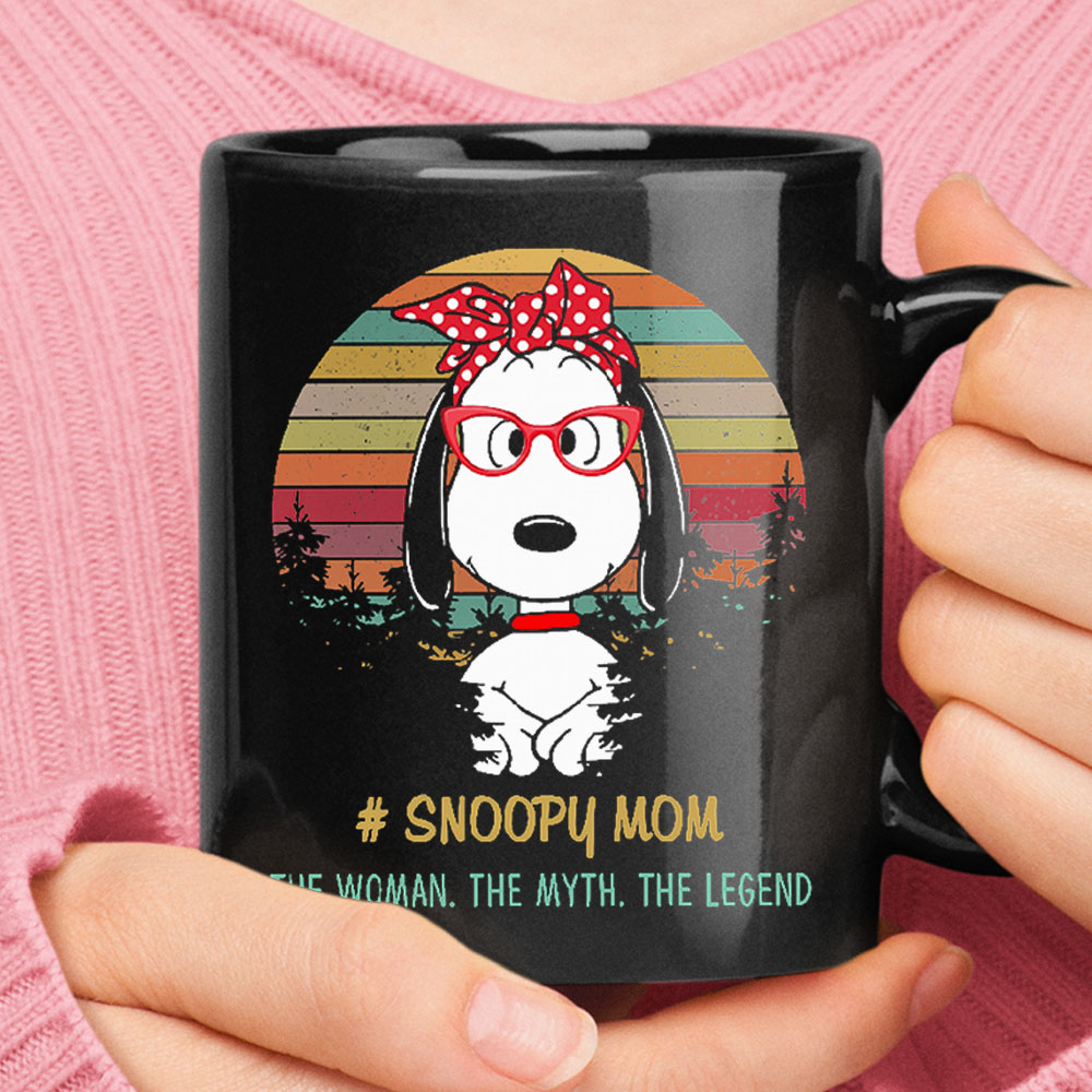 Snoopy Mom The Woman The Myth The Legend Vintage Black Mug
