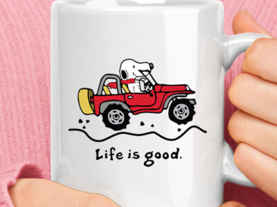Snoopy On A Jeep Life Is Good Mug