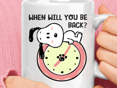 When Will You Be Back Cute Snoopy On Clock Mug