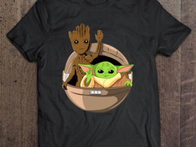 Cute Waving Baby Groot Baby Yoda In Hover Pram Gift Star Wars Guardians Of The Galaxy
