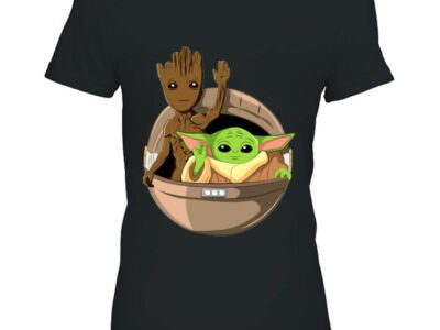 Cute Waving Baby Groot Baby Yoda In Hover Pram Gift Star Wars Guardians Of The Galaxy