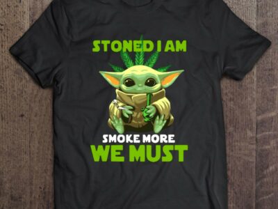 Stoned I Am Smoke More We Must Smoking Baby Yoda Weed Leaf Glass Bong