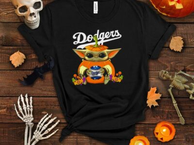 Baby Yoda Pumpkin Hug Los Angeles Dodgers Halloween Shirt