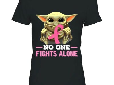 No One Fights Alone Baby Yoda Breast Cancer Awareness