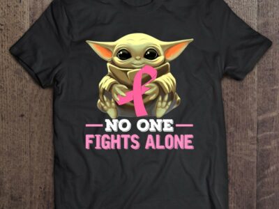 No One Fights Alone Baby Yoda Breast Cancer Awareness