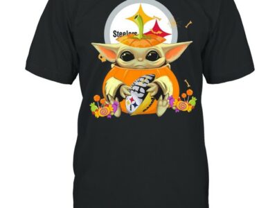 Star Wars Football Baby Yoda Hug Pittsburgh Steelers Halloween Shirt
