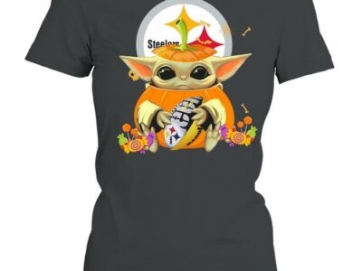 Star Wars Football Baby Yoda Hug Pittsburgh Steelers Halloween Shirt