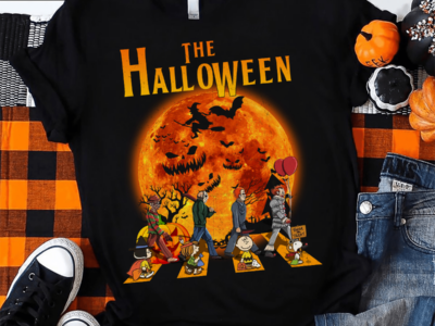 The Halloween Horror Movie And Peanuts Snoopy Red Moon T Shirt