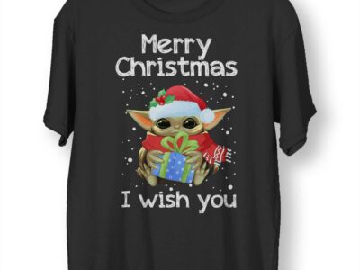 I Wish You Merry Chirstmas Cute Baby Yoda Shirt