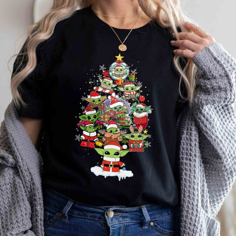 Cute Baby Yoda Christmas Tree Shirt