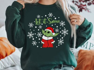 Let it Snow Baby Yoda Santa Claus Christmas Shirt