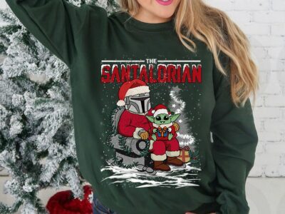 The Santalorian And Baby Yoda Open Christmas Gift Shirt