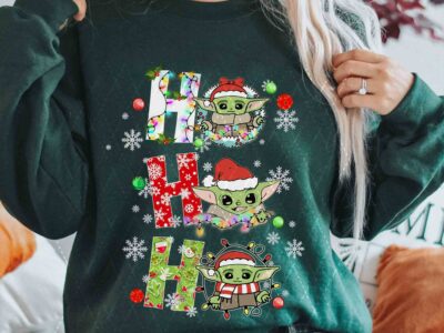 Ho Ho Ho Cute Baby Yoda Style Christmas Shirt