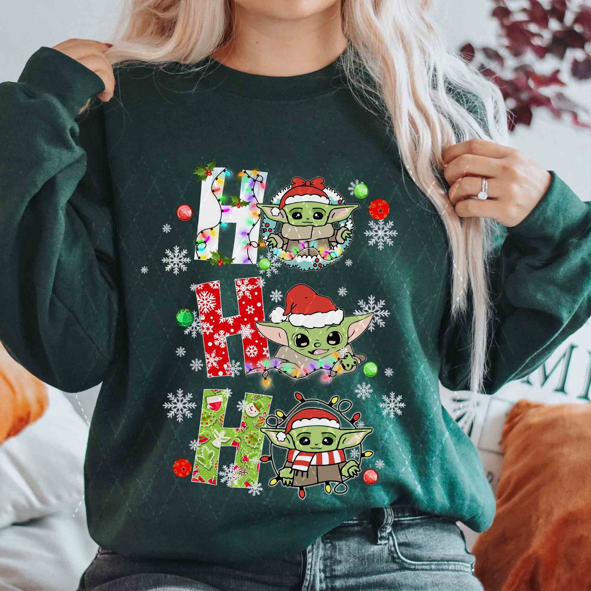 Ho Ho Ho Cute Baby Yoda Style Christmas Shirt