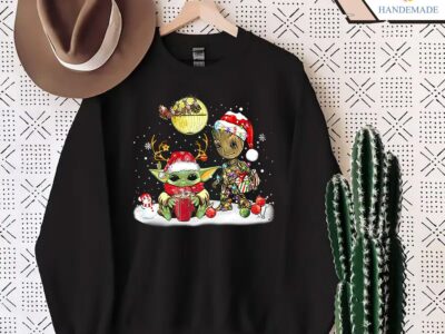 Claus Baby Yoda and Baby Groot Open Santa Claus Gifts Shirt