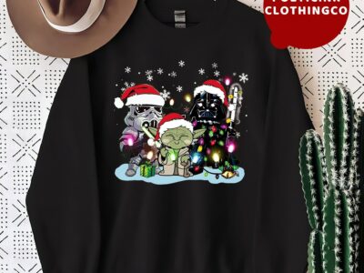 Yoda StormTrooper and Darth Vader Christmas Neon Shirt