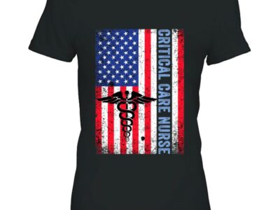 Retro American Flag Critical Care Nurse Shirt 4th Of July