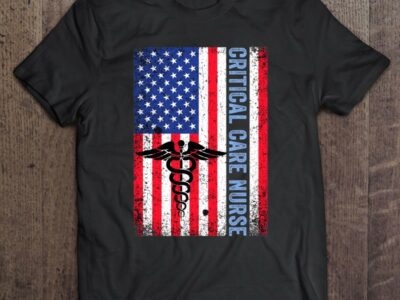 Retro American Flag Critical Care Nurse Shirt 4th Of July