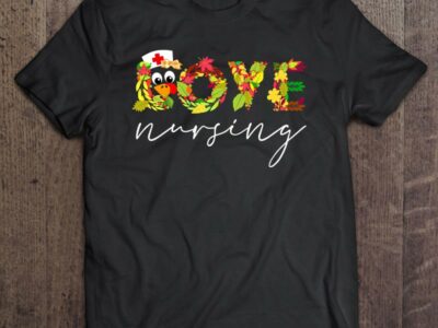 Womens Love Nursing Thanksgiving Scrubs Tops Fall Turkey Nurse