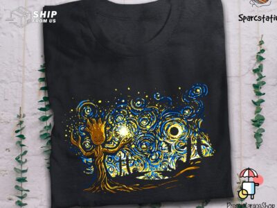 Groot Starry Night Van Gogh Style T Shirt