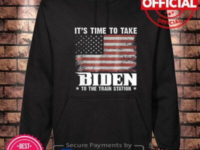Its time to take biden to the train station American flag shirt