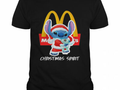 Santa Stitch Merry Christmas McDonalds shirt