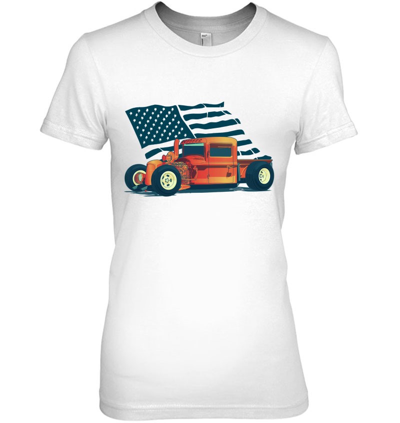 American Flag Hot Rod Truck – Car Gift For Men, Women and Kids
