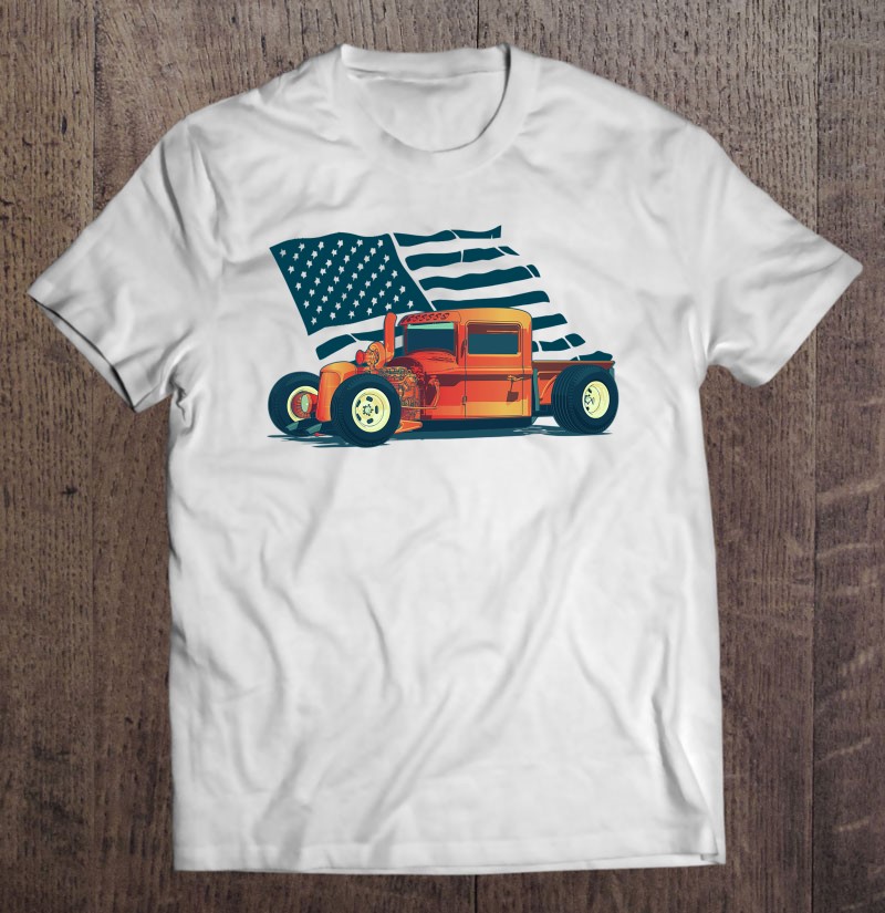 American Flag Hot Rod Truck – Car Gift For Men, Women and Kids