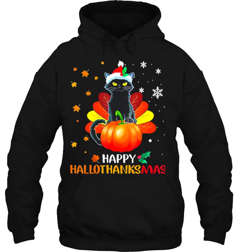 Black Cat Halloween And Merry Christmas Happy Hallothanksmas Classic Black Cat Halloween And Merry Christmas Happy Hallothanksmas Classic