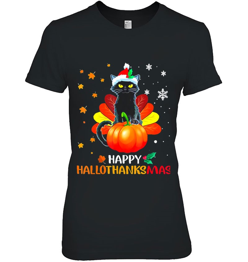 Black Cat Halloween And Merry Christmas Happy Hallothanksmas Classic Black Cat Halloween And Merry Christmas Happy Hallothanksmas Classic