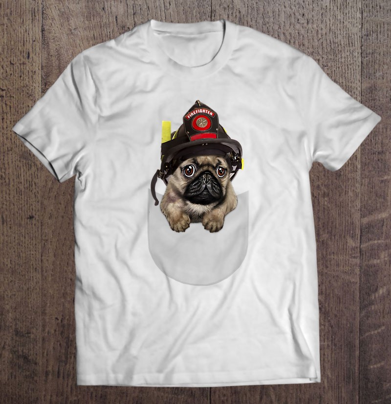 Brave Pug In Firefighter Helmet Cute Pocket Dog