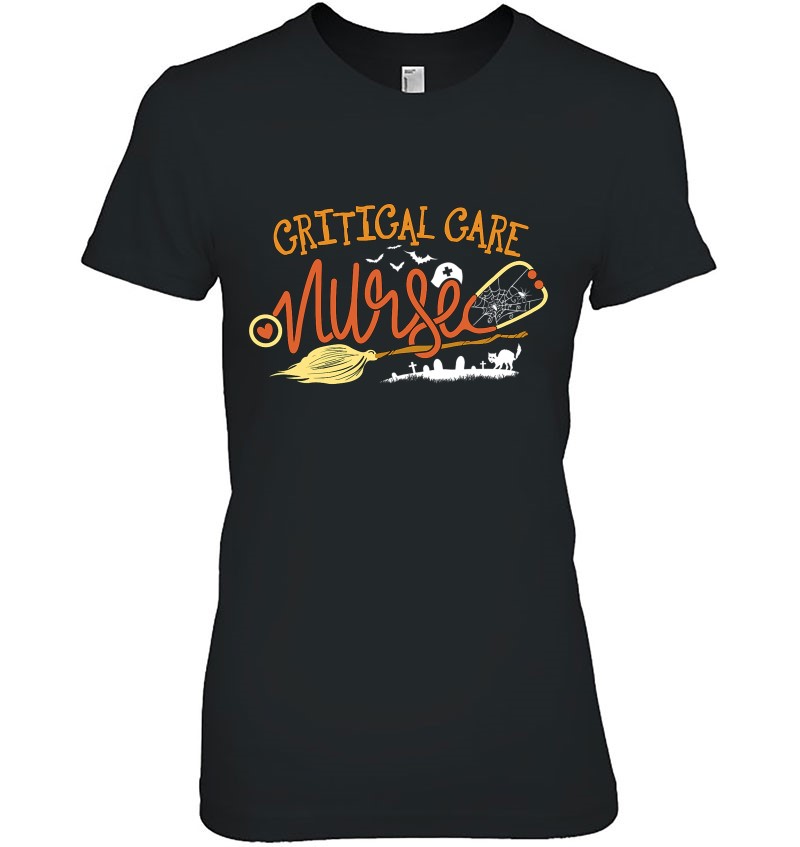 Critical Care Nurse Halloween Rn Icu Nursing Witch On Broom