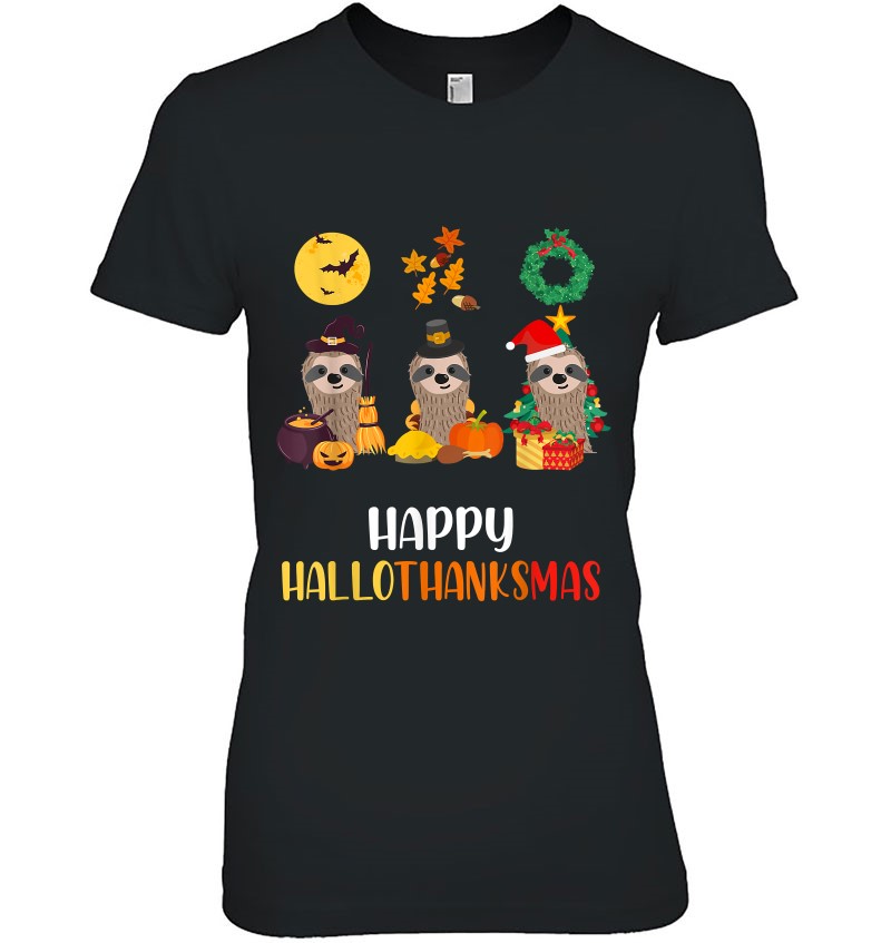 Cute Sloth Halloween Christmas Happy Hallothanksmas
