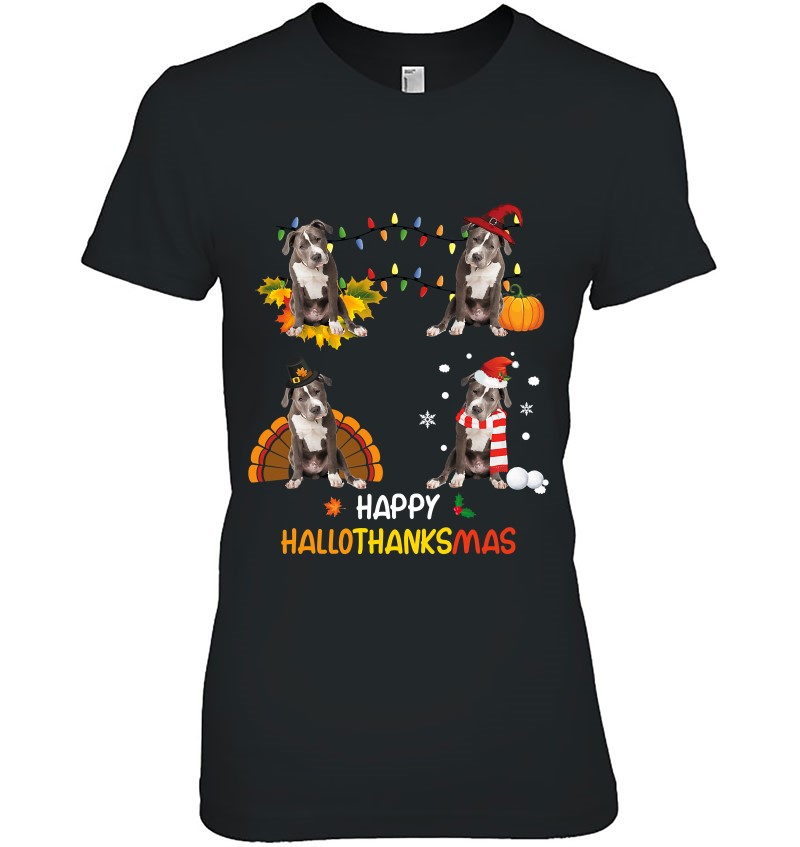 Happy Hallothanksmas American Pitbull Christmas Thanksgiving