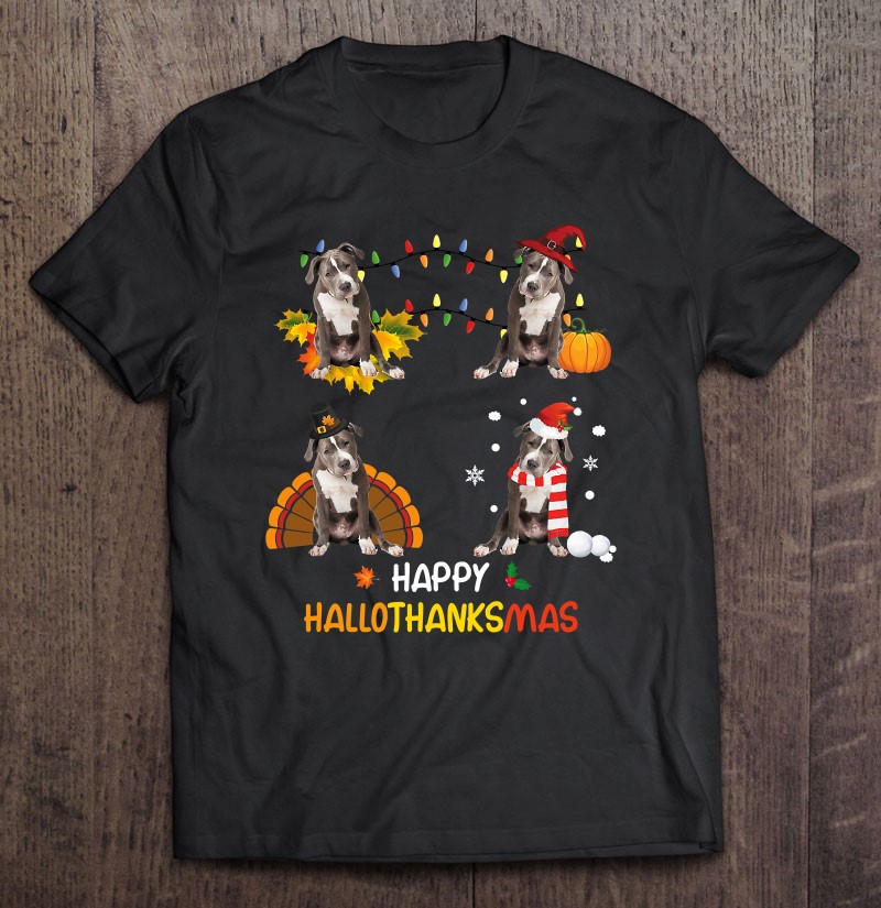 Happy Hallothanksmas American Pitbull Christmas Thanksgiving