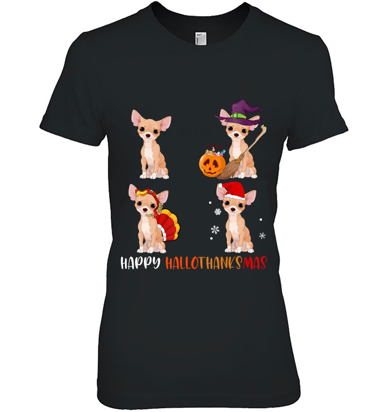 Happy Hallothanksmas Cute Witch Turkey Santa Chihuahua Gifts