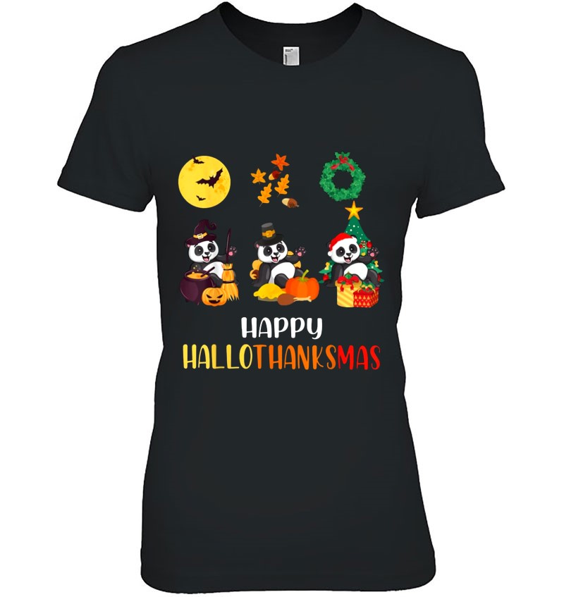 Happy Hallothanksmas Panda Halloween Thanksgiving Christmas Gift