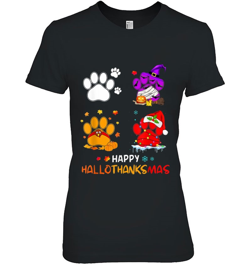 Happy Hallothanksmas Paw Dog Lover Halloween Thanksgiving Christmas