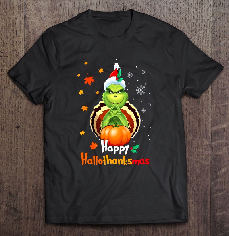 Happy Hallothanksmas The Grinch Turkey Pumpkin Santa Hat