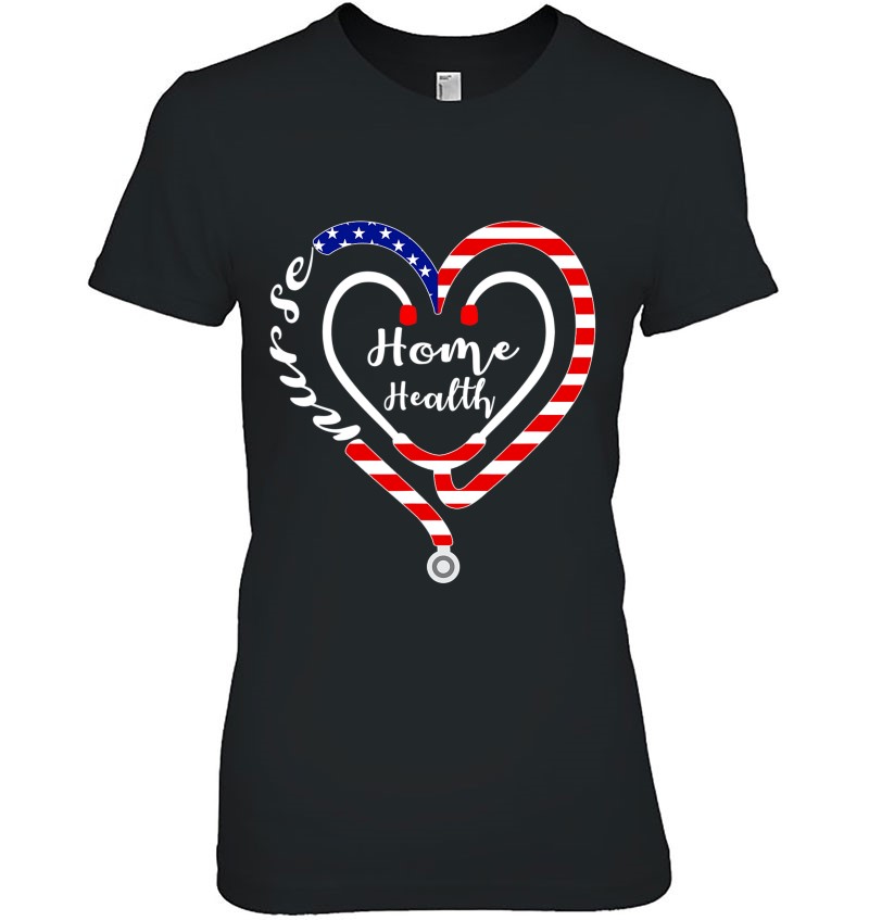 Home Health Nurse Usa American Flag Stethoscope Heart Rn