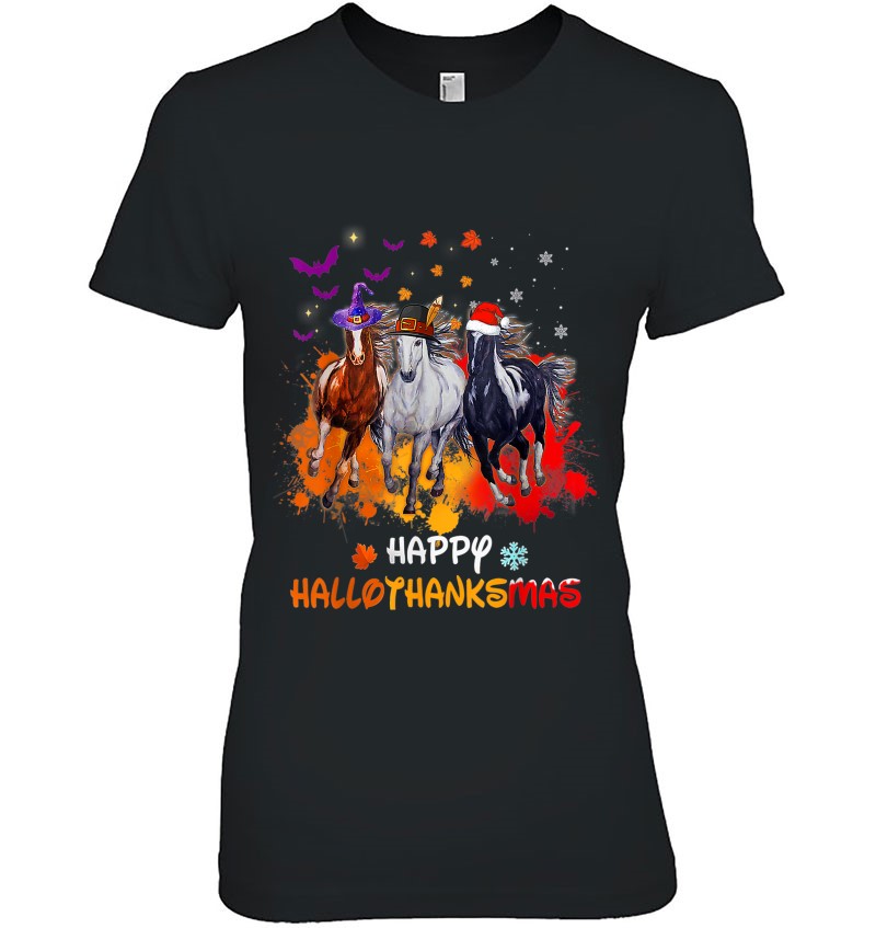 Horse Halloween And Merry Christmas Happy Hallothanksmas