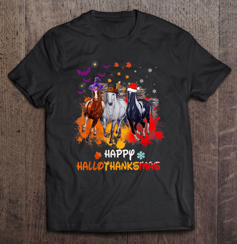 Horse Halloween And Merry Christmas Happy Hallothanksmas