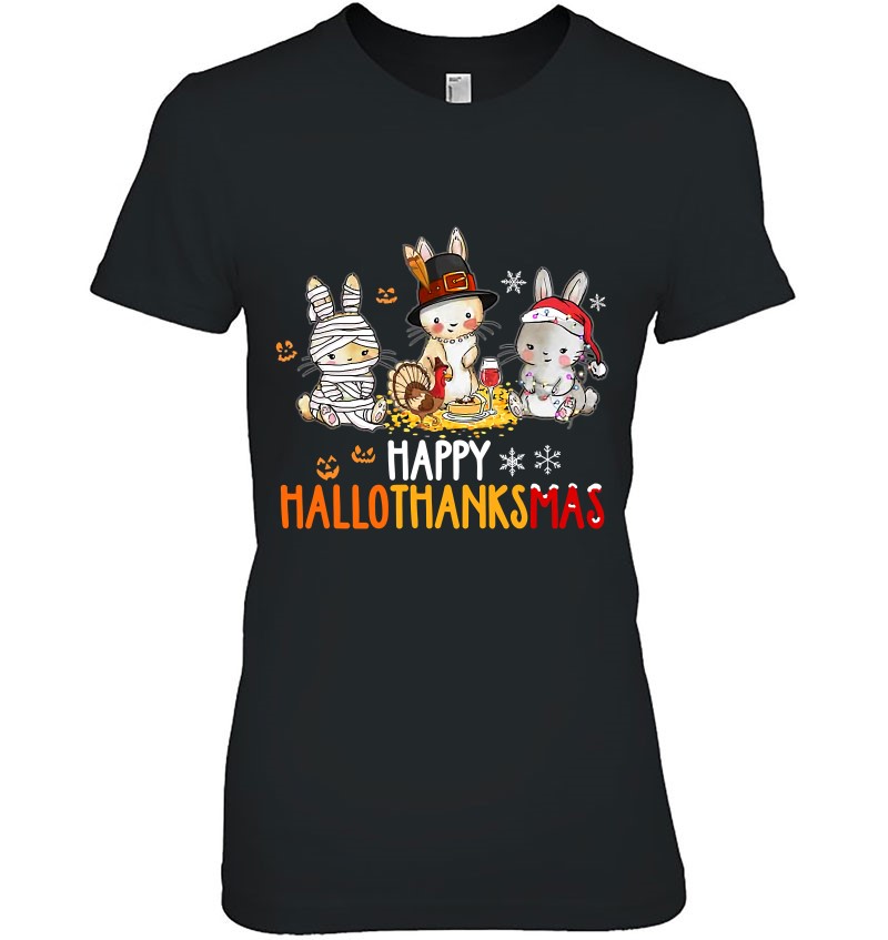 Rabbit Halloween And Merry Christmas Happy Hallothanksmas