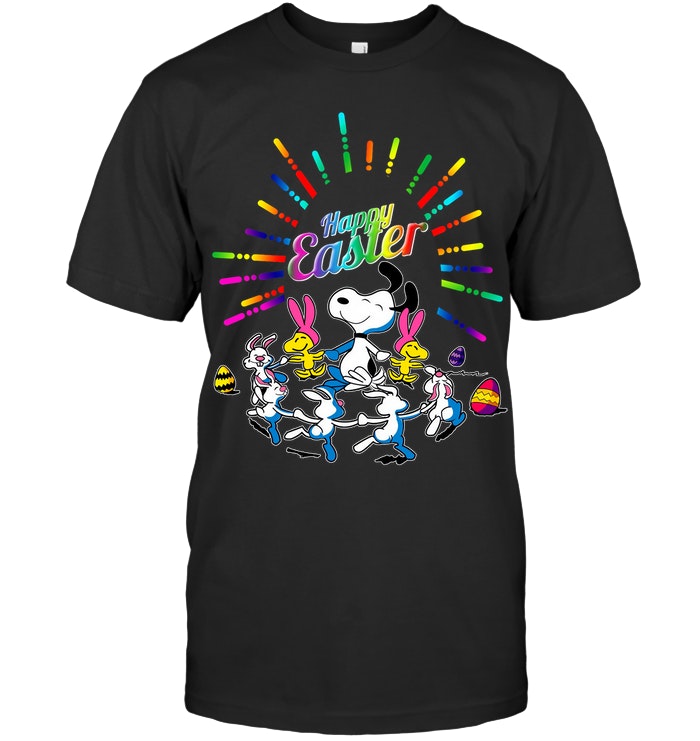 Snoopy dancing with Woodstock and Bunny For Easter Day Shirt